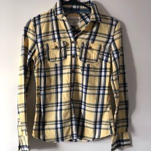 Aeropostale yellow plaid button up. Size Small